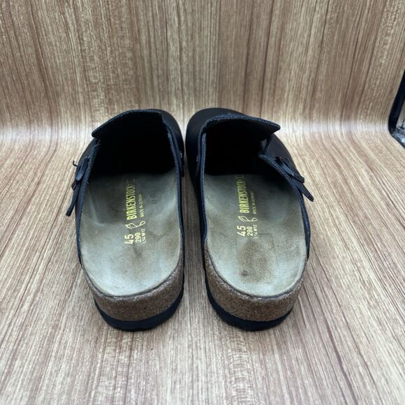 Birkenstock Boston Unisex Black Leather Clogs Mules Sandals Sz EU45, L14 M12 290 - Picture 5 of 11